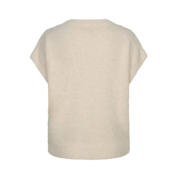 Red Button Ladies Sleeveless Fuzzy Cardigan