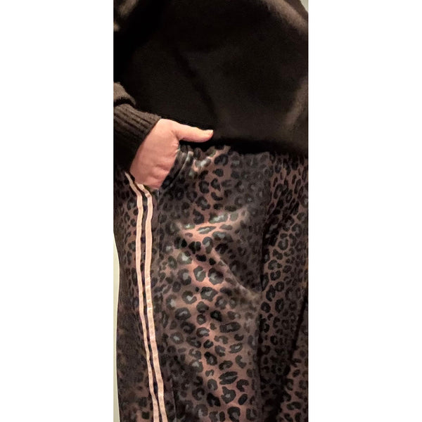 Ellie and Bea Ladies Wide Leg Leopard Satin Joggers - various colours available