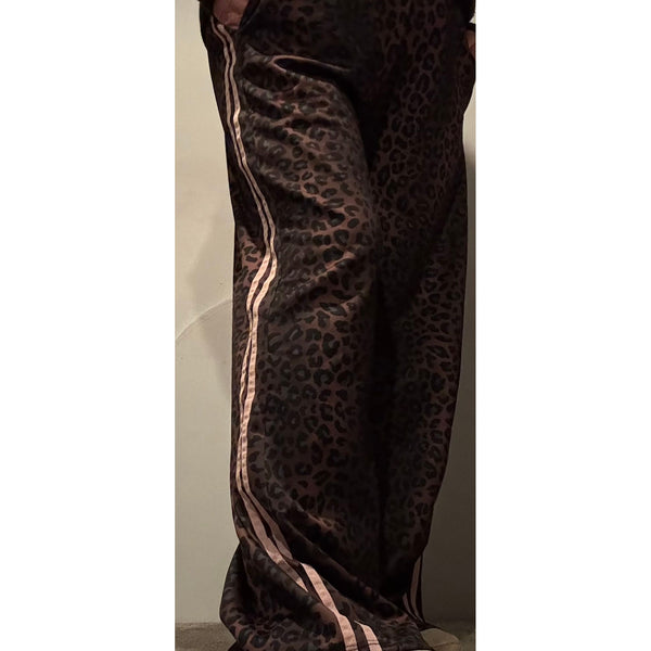 Ellie and Bea Ladies Wide Leg Leopard Satin Joggers - various colours available