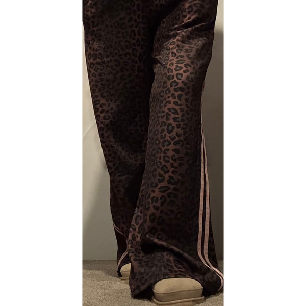 Ellie and Bea Ladies Wide Leg Leopard Satin Joggers - various colours available