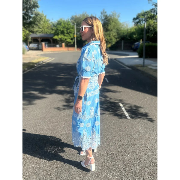 New Day Originals 'SANI' PETITE MIDI SHIRT DRESS - Blue