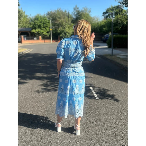 New Day Originals 'SANI' PETITE MIDI SHIRT DRESS - Blue