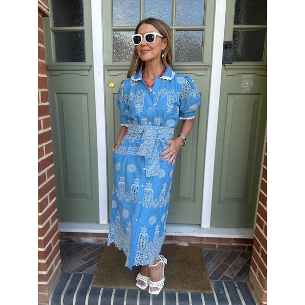 New Day Originals 'SANI' PETITE MIDI SHIRT DRESS - Blue