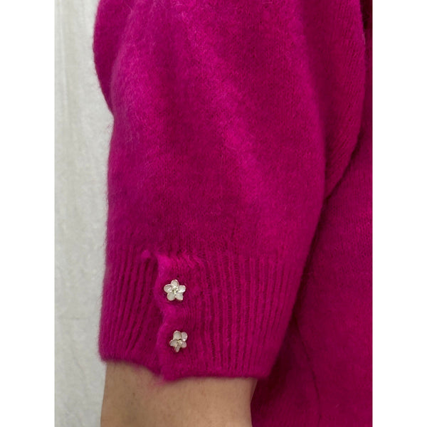 Ellie and Bea Ladies Short Sleeve Jumper with Daisy Detail