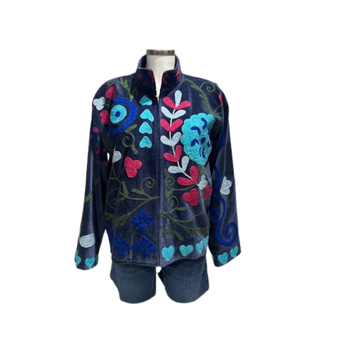Essential Designs Suzani Love Jacket - Blue with Suzani Design