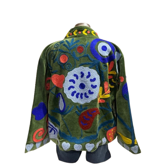 Essential Designs Suzani Love Jacket - Green with Suzani Design