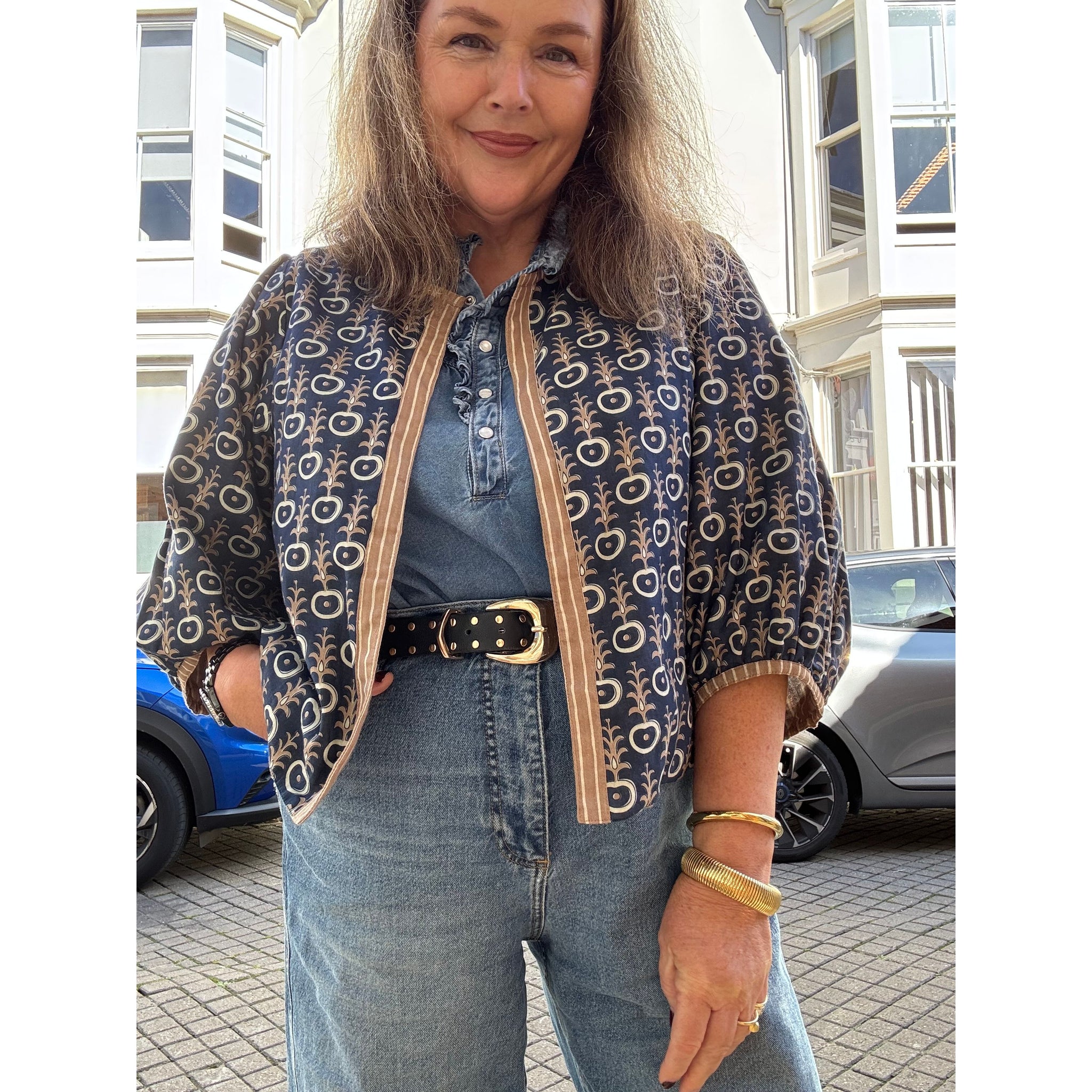 Luella Ladies Bari Jacket Printed Pattern - Navy/Taupe