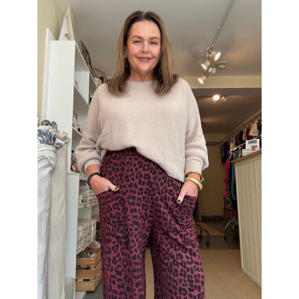 Ellie and Bea Ladies Leopard Barrel Joggers - Multiple Colours