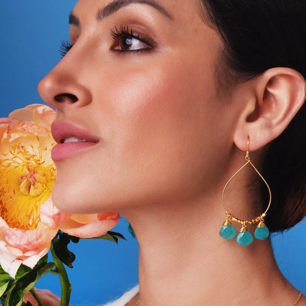 Ashiana London Bella Aqua Chalcedony Earrings