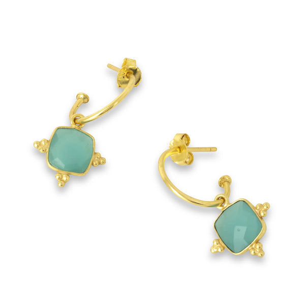 Ashiana London Asia Hoop Earrings - Aqua Chalcedony