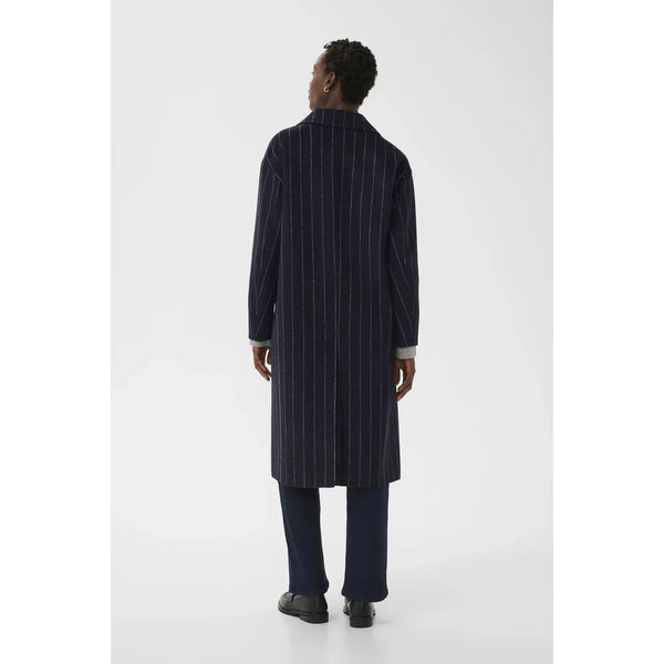 Part Two Ladies Lorelais Dark Navy Pinstripe Coat