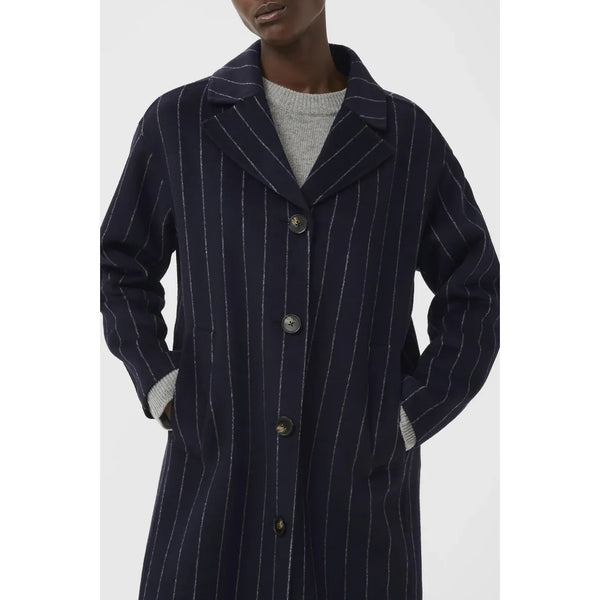 Part Two Ladies Lorelais Dark Navy Pinstripe Coat