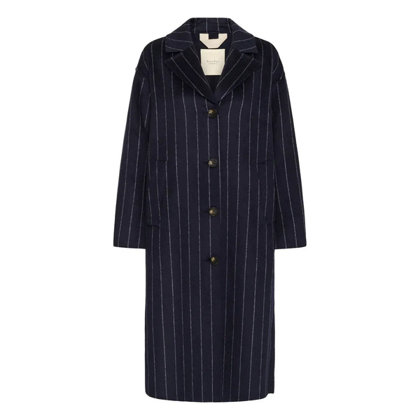 Part Two Ladies Lorelais Dark Navy Pinstripe Coat