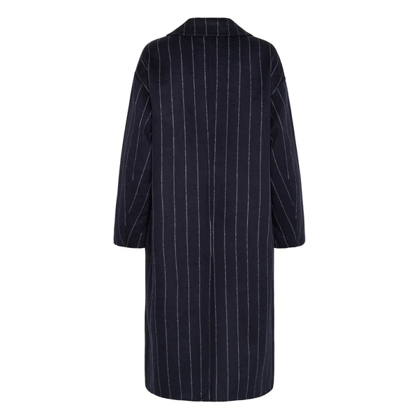 Part Two Ladies Lorelais Dark Navy Pinstripe Coat