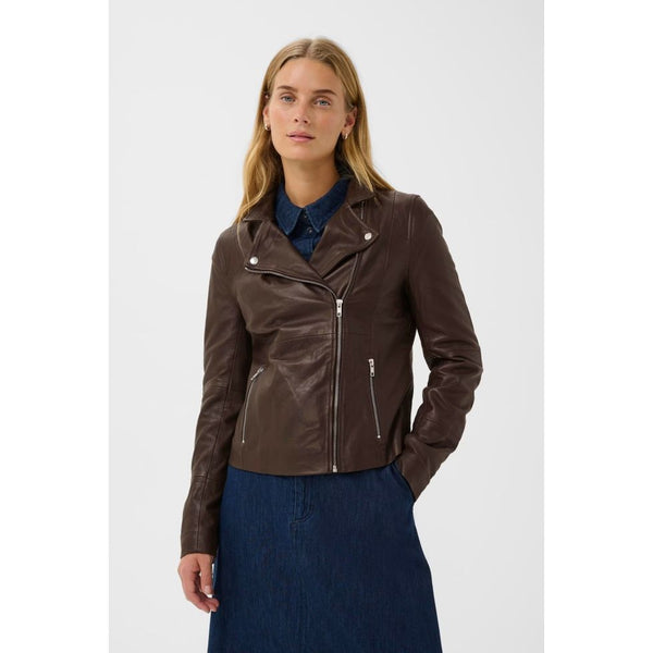 Part Two Frances Leather Jacket - Mole Brown