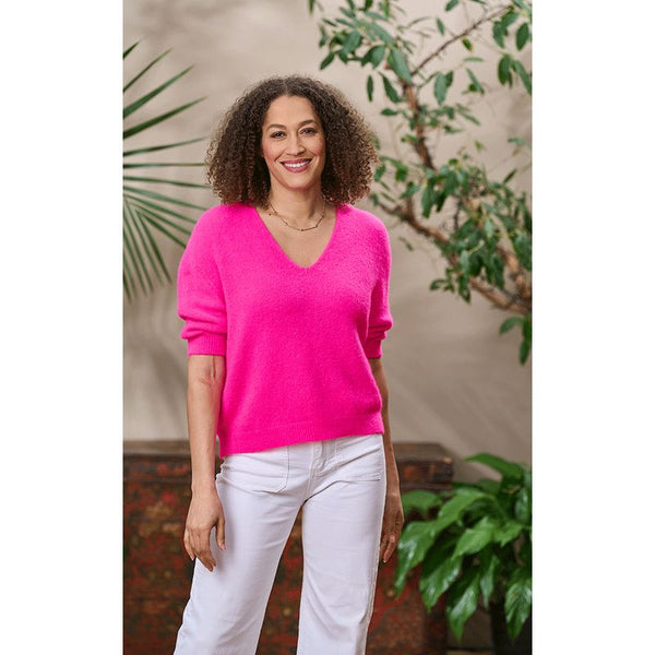 Luella Ladies Valentina Short Sleeve V-Neck Alpaca Knit Jumper (Various Colours)