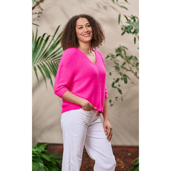 Luella Ladies Valentina Short Sleeve V-Neck Alpaca Knit Jumper (Various Colours)