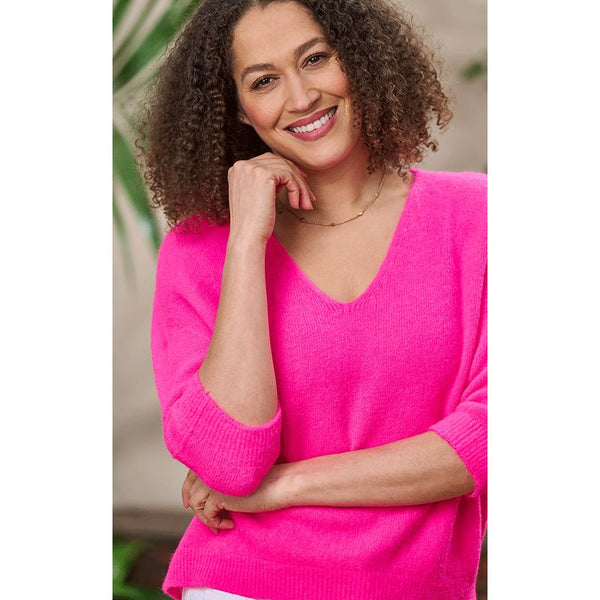 Luella Ladies Valentina Short Sleeve V-Neck Alpaca Knit Jumper (Various Colours)