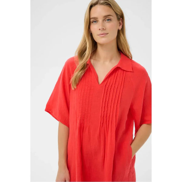 Part Two Ladies Linen Ayla Dress - Poppy Red
