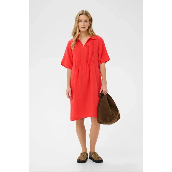 Part Two Ladies Linen Ayla Dress - Poppy Red