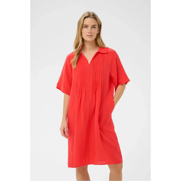 Part Two Ladies Linen Ayla Dress - Poppy Red