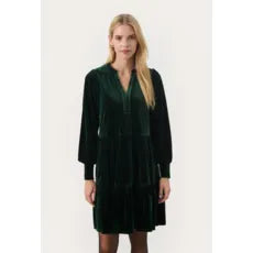 Part Two Ladies Viggase Velvet Dress - Rosin Green