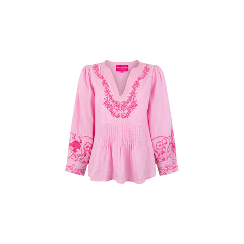 Place du Soleil Ladies Pretty Pink Embroidered Top