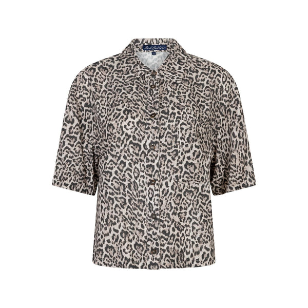 Red Button Ladies Nora Blouse Linen Leopard pebble