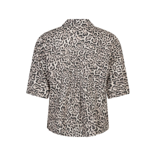 Red Button Ladies Nora Blouse Linen Leopard pebble