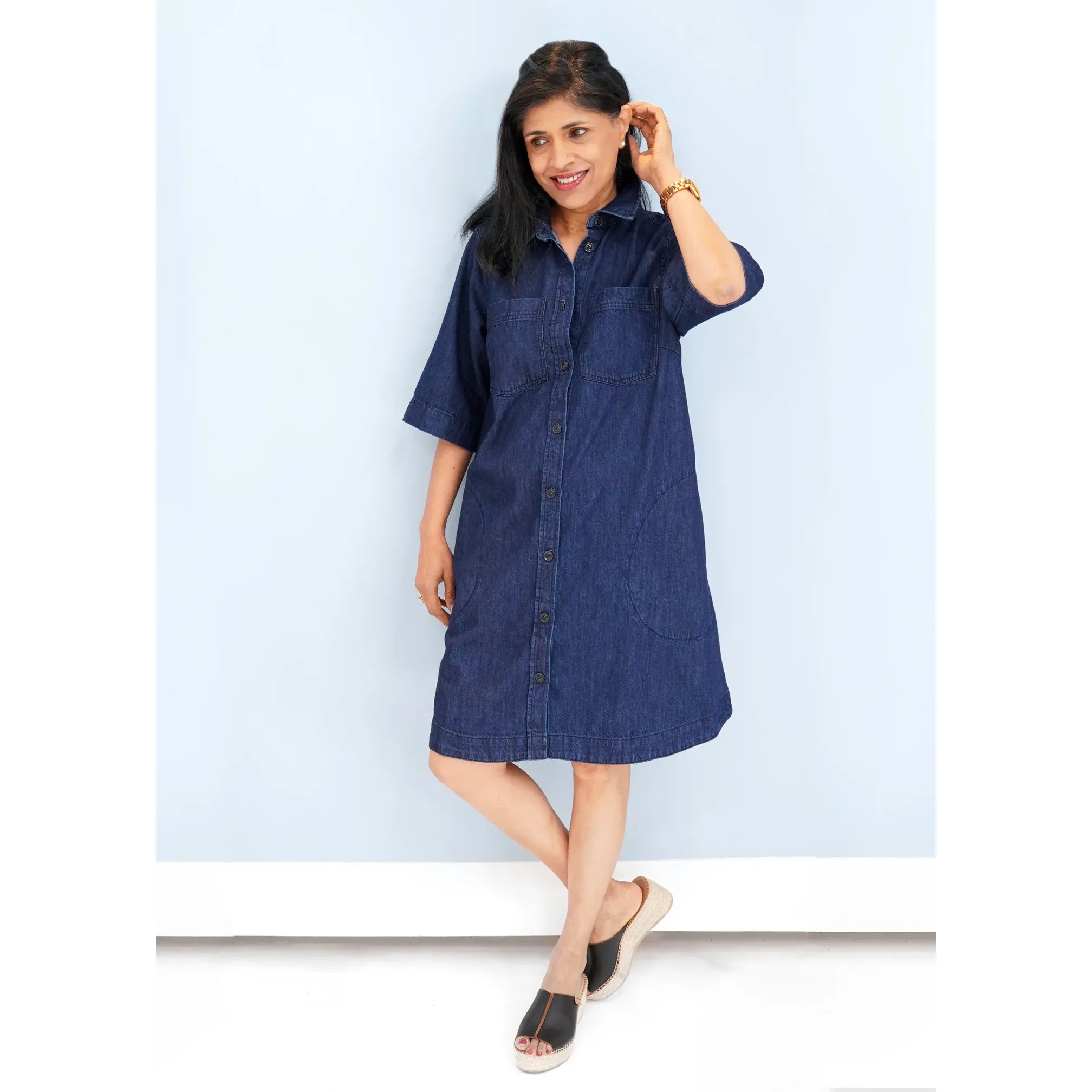 Part Two Ladies Sardia Dress - Distressed Denim Blue