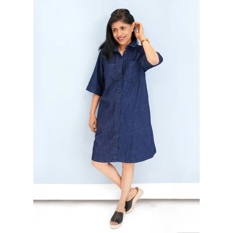 Part Two Ladies Sardia Dress - Distressed Denim Blue