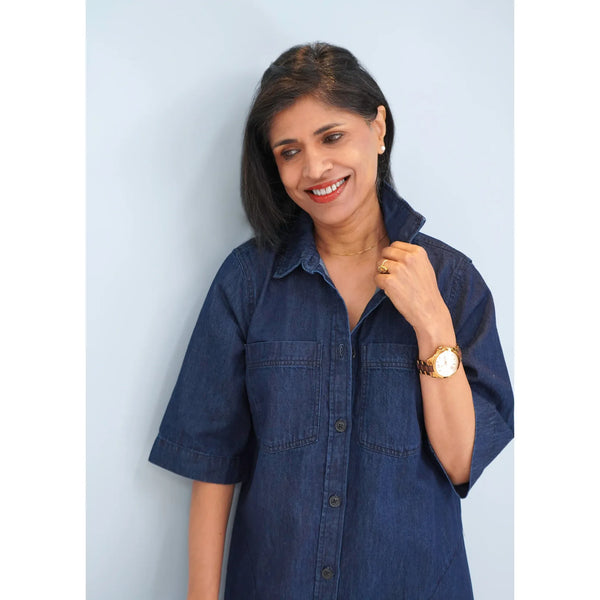 Part Two Ladies Sardia Dress - Distressed Denim Blue