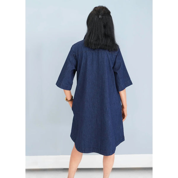 Part Two Ladies Sardia Dress - Distressed Denim Blue