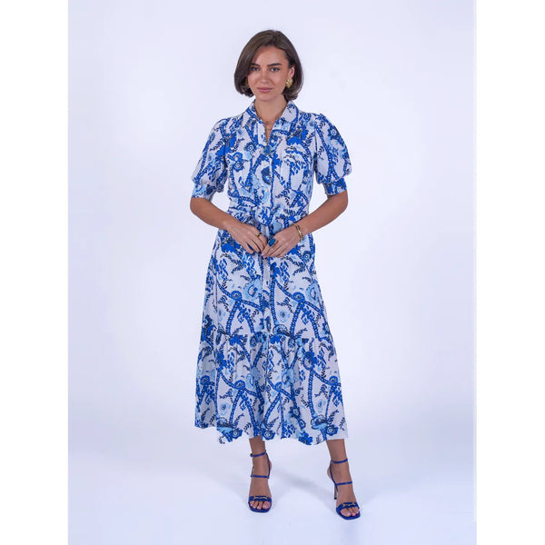 New Day Originals  Ladies'Safari' Dress In Botanical Blue