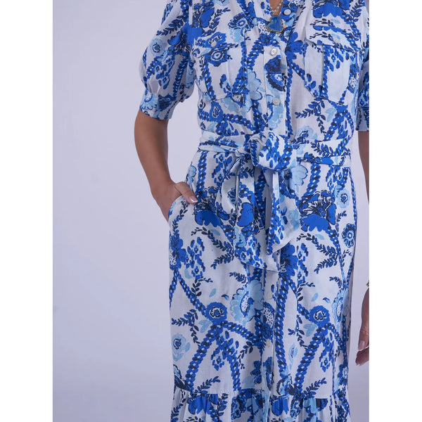 New Day Originals  Ladies'Safari' Dress In Botanical Blue