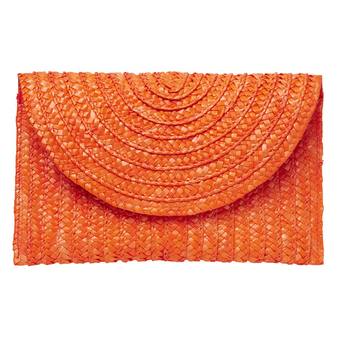 Somerville Scarves Straw Clutch - Orange