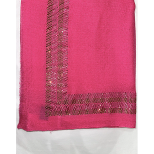 pink cashmere pashmina with gold and pink swarvoski crystal border