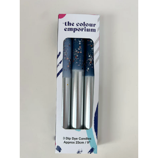 The Colour Emporium Starry Starry Night Dip Dye Candle Sticks - Silver