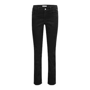 Dark Grey Velvet tapered leg trousers with zip and button 