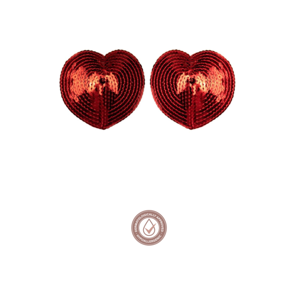 red sequin heart nipple covers