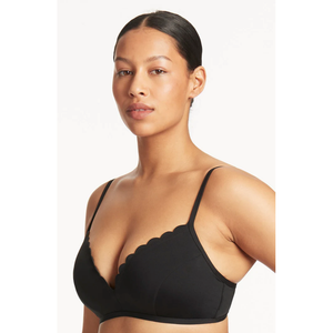 Sea Level Ladies Scalloped Moulded Cup Bralette - Black