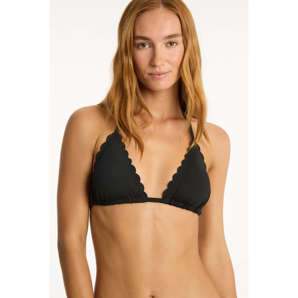 Sea Level Australia Ladies Scalloped Halter Bikini Top Black Ellie and Bea