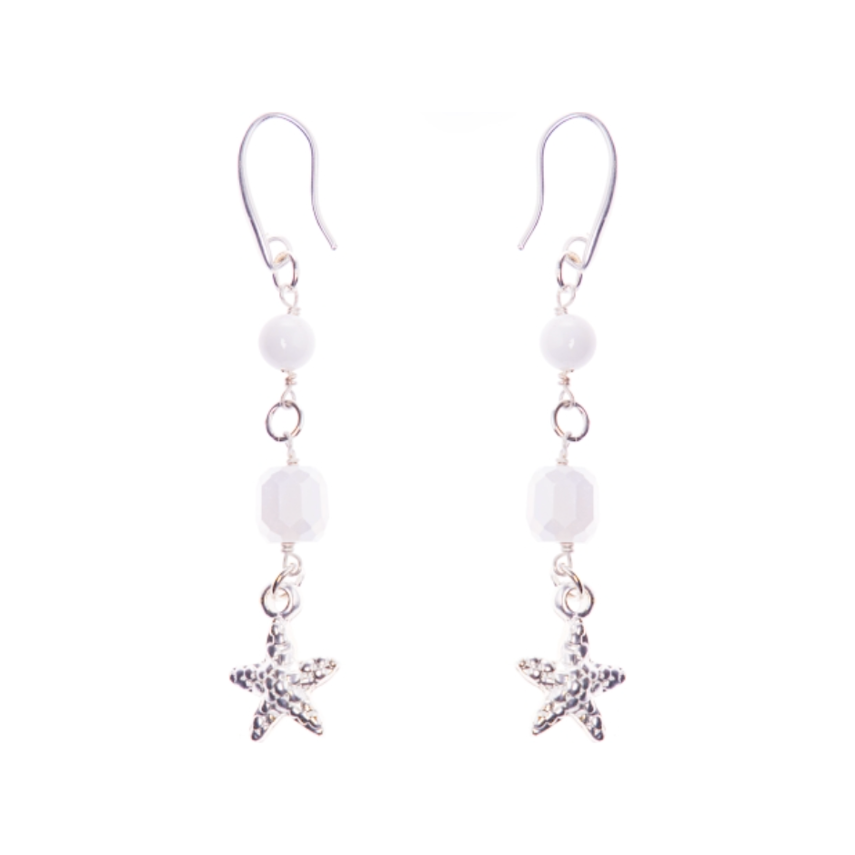 Pranella Lotus Chain Earrings - Silver