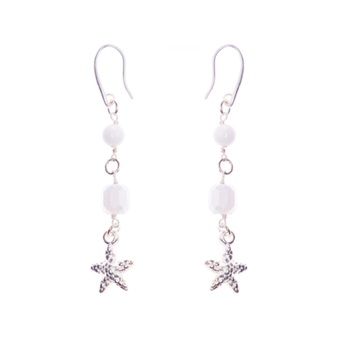 Pranella Lotus Chain Earrings - Silver