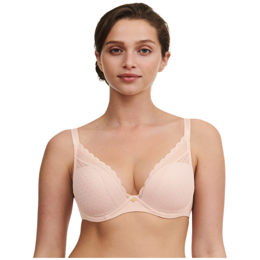 Chantelle Ladies Nora Chic Plunge TShirt Bra Dusty Pink Ellie and Bea
