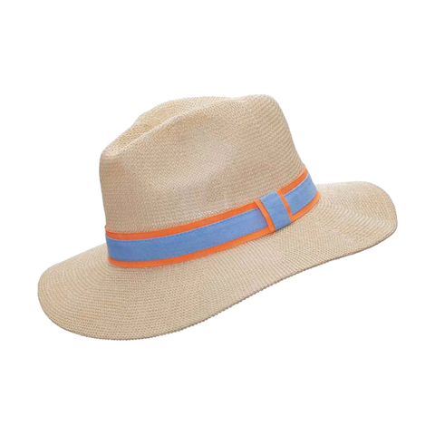 Somerville Scarves Paper Panama Hat - Orange/Grey Band
