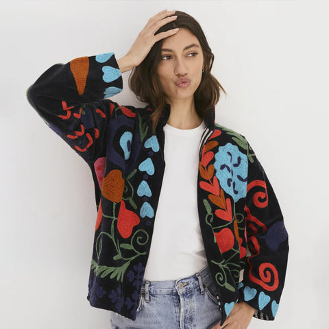 Essential Designs Suzani Love Jacket - Black with Suzani Design