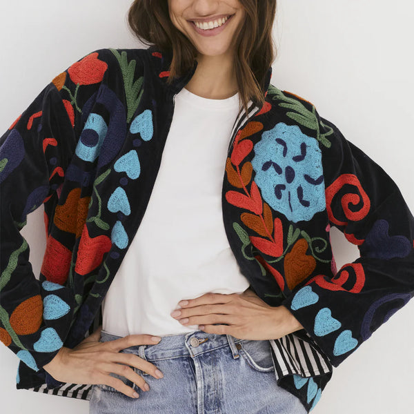 Essential Designs Suzani Love Jacket - Black with Suzani Design