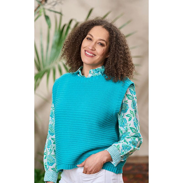 Luella Ladies Padstow Cashmere Tank Top Rib Design (Teal or Pink)