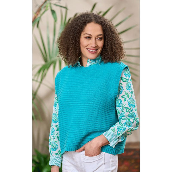 Luella Ladies Padstow Cashmere Tank Top Rib Design (Teal or Pink)